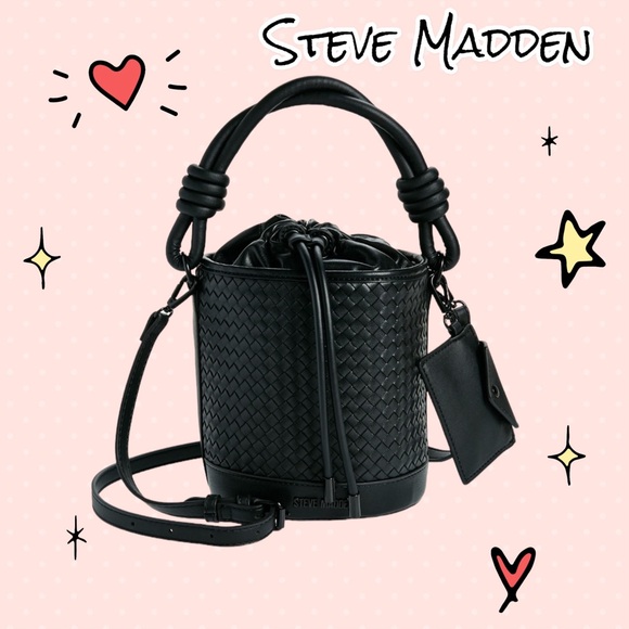 Steve Madden Handbags - New NWT Steve Madden Whirl Woven Bucket Bag Black